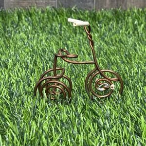 Vintage Copper Wire Bicycle Sculpture Handmade Mini Bike Decor Art